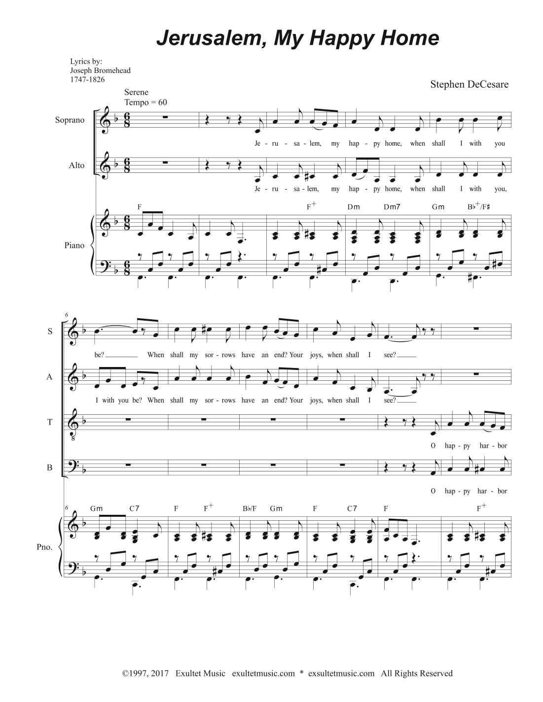 Jerusalem, My Happy Home (SATB)
