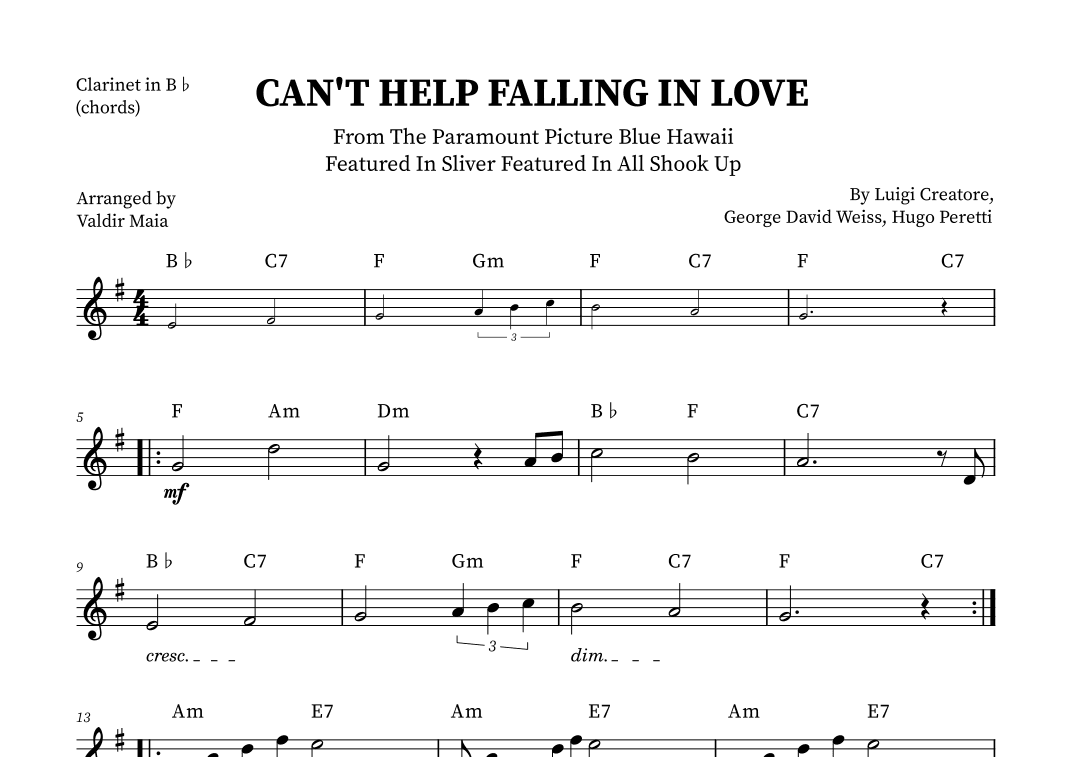 Can't Help Falling In Love (arr. Valdir Maia)