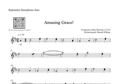 Amazing Grace How Sweet the sound - Easy Sopranino Saxophone Duet (arr. Daniel H Rosa)