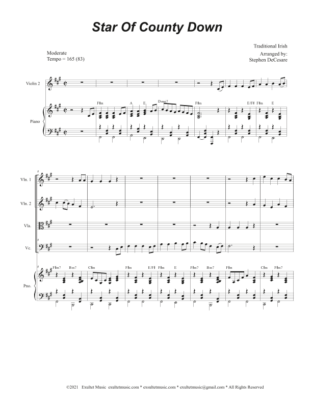 Star Of County Down (String Quartet and Piano) (arr. Stephen DeCesare)