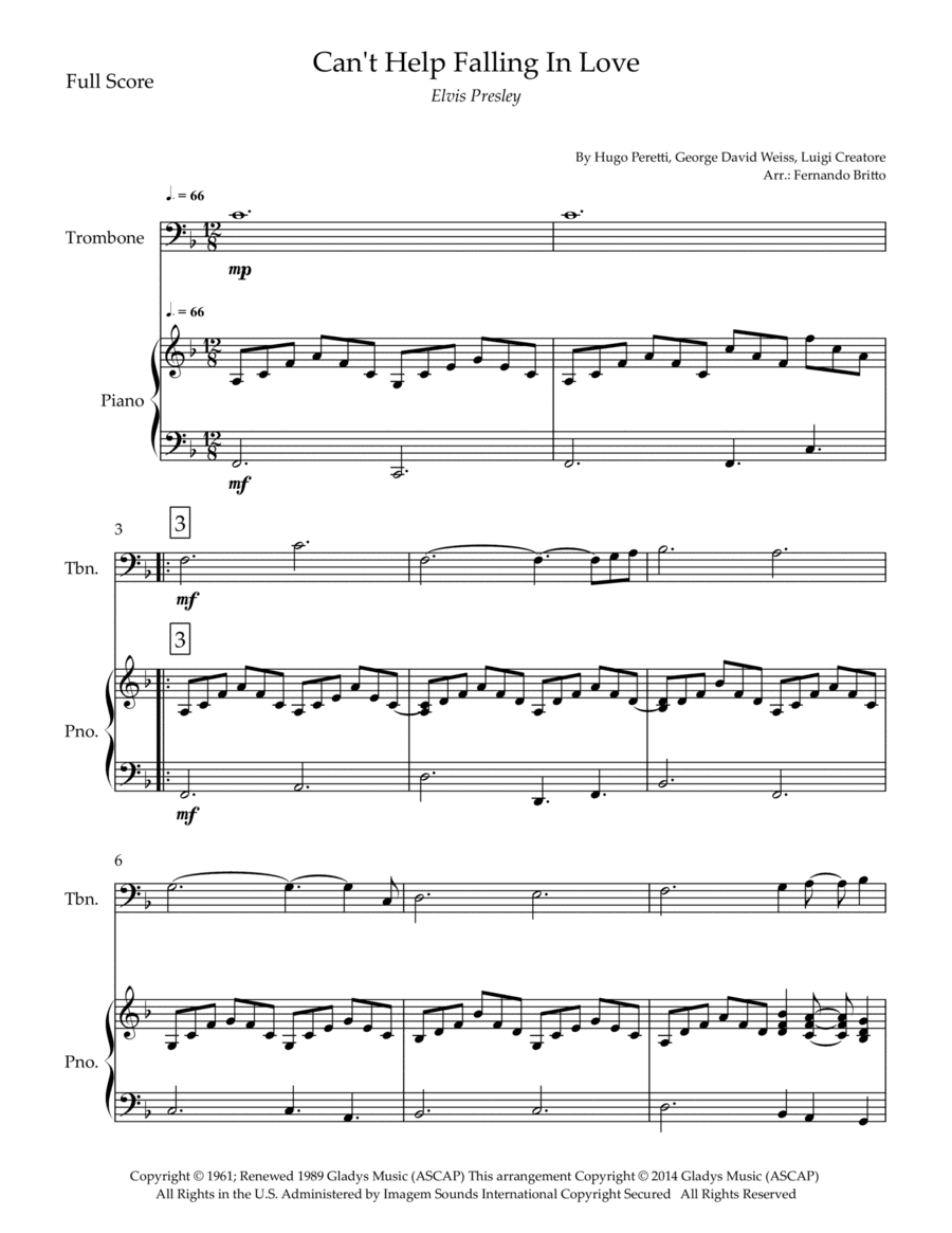 Can't Help Falling In Love (arr. Fernando Britto)