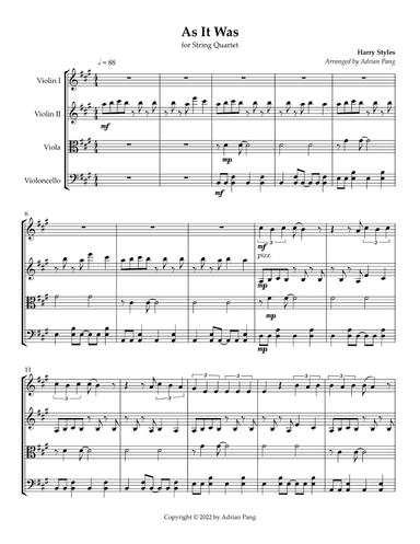 As It Was (arr. Adrian Pang)