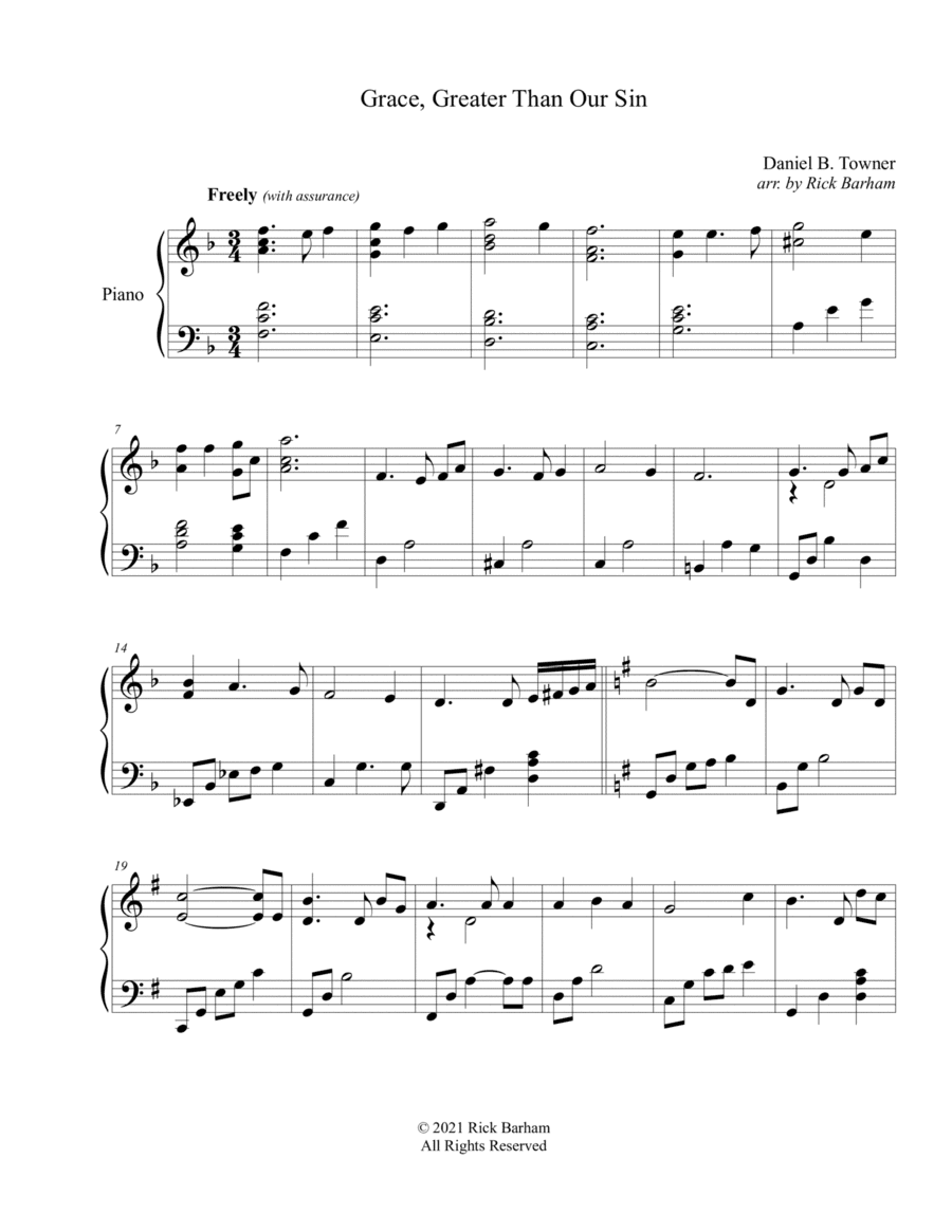 Grace, Greater Than Our Sin (arr. Rick Barham)
