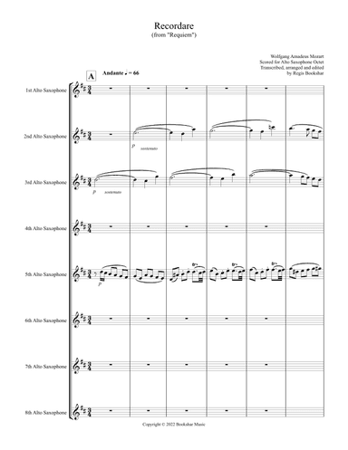 Recordare (from "Requiem") (F) (Alto Saxophone Octet) (arr. Regis Bookshar)