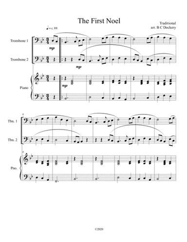 The First Noel (trombone duet) with piano accompaniment (arr. B C Dockery)