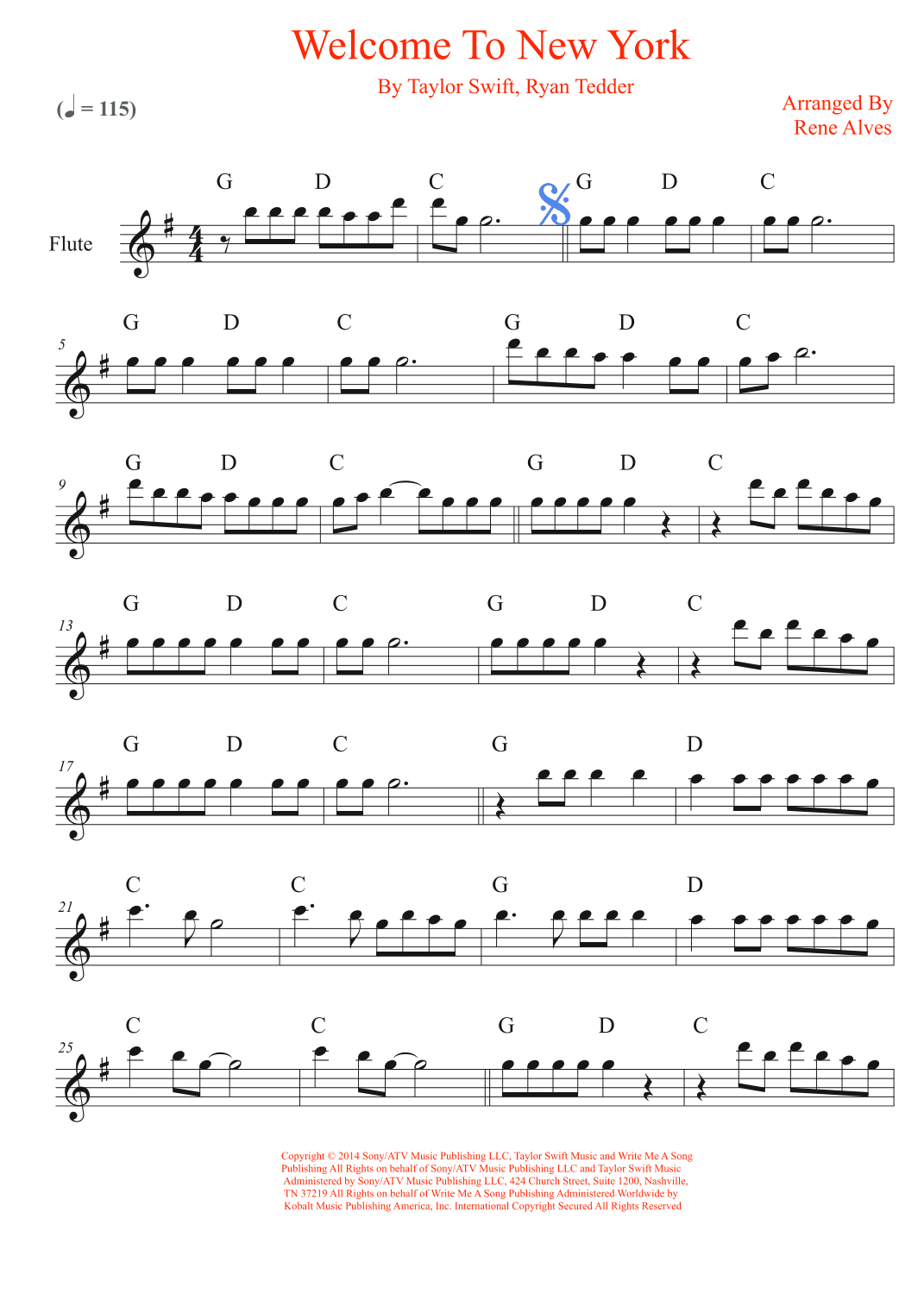 Welcome To New York (arr. Rene Alves)