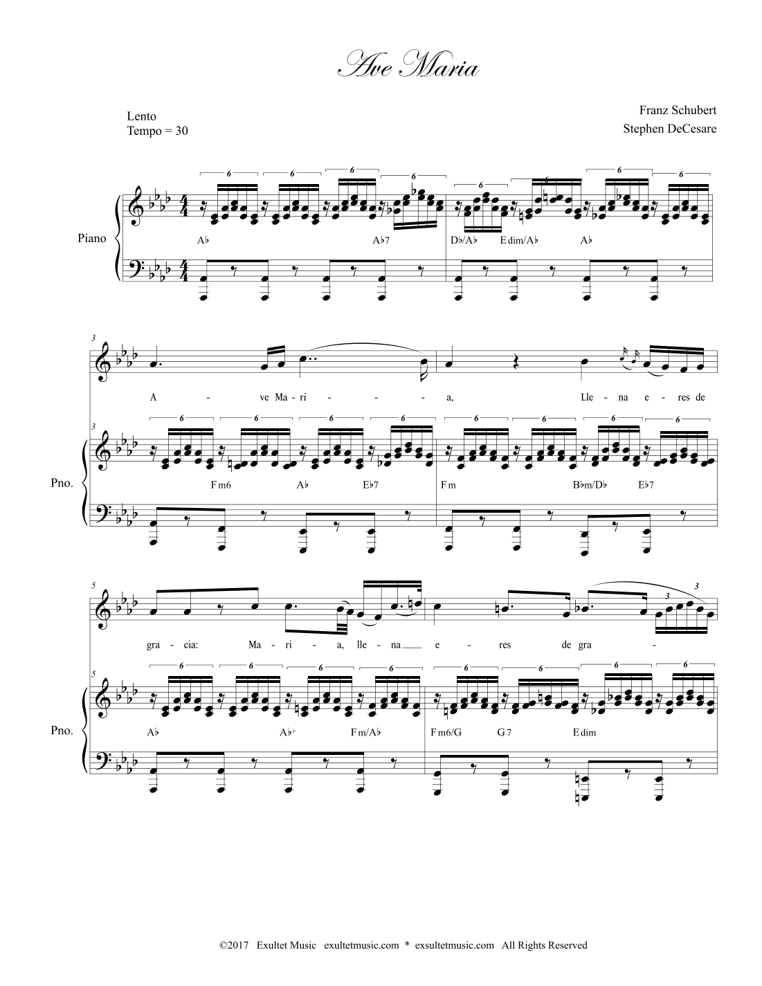 Ave Maria (Spanish Lyrics - Medium / High Voice) (arr. Stephen DeCesare)