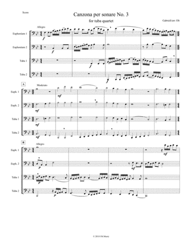 Canzona per Sonare No. 3 for tuba quartet (arr. Tim Olt)