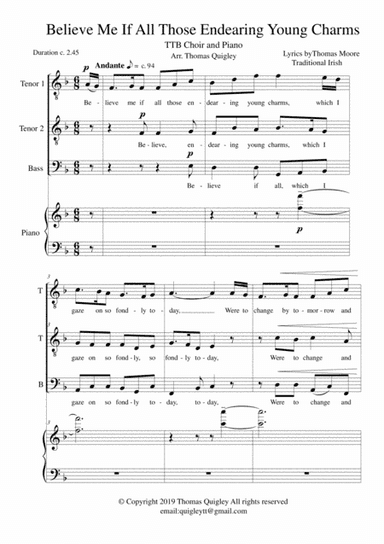 Believe Me if all those Endearing Young Charms (arr. Thomas Quigley)