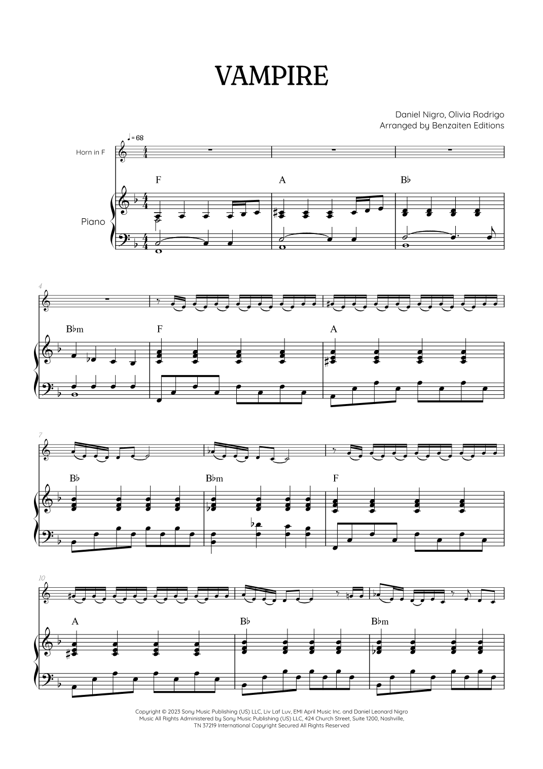 Vampire (arr. Benzaiten Editions)
