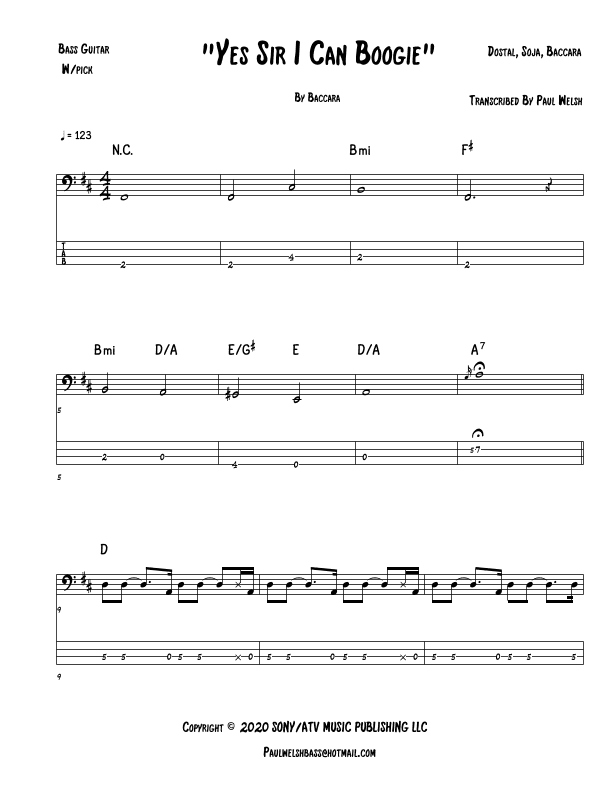 Yes Sir, I Can Boogie (arr. P Welsh)