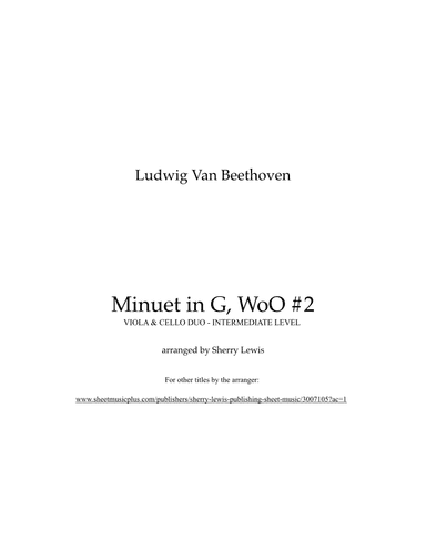 Minuet in G by Beethoven #2 -no opus (arr. Sherry Lewis)