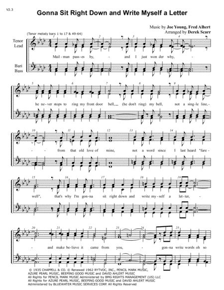 I'm Gonna Sit Right Down And Write Myself A Letter (arr. Derek Scarr)