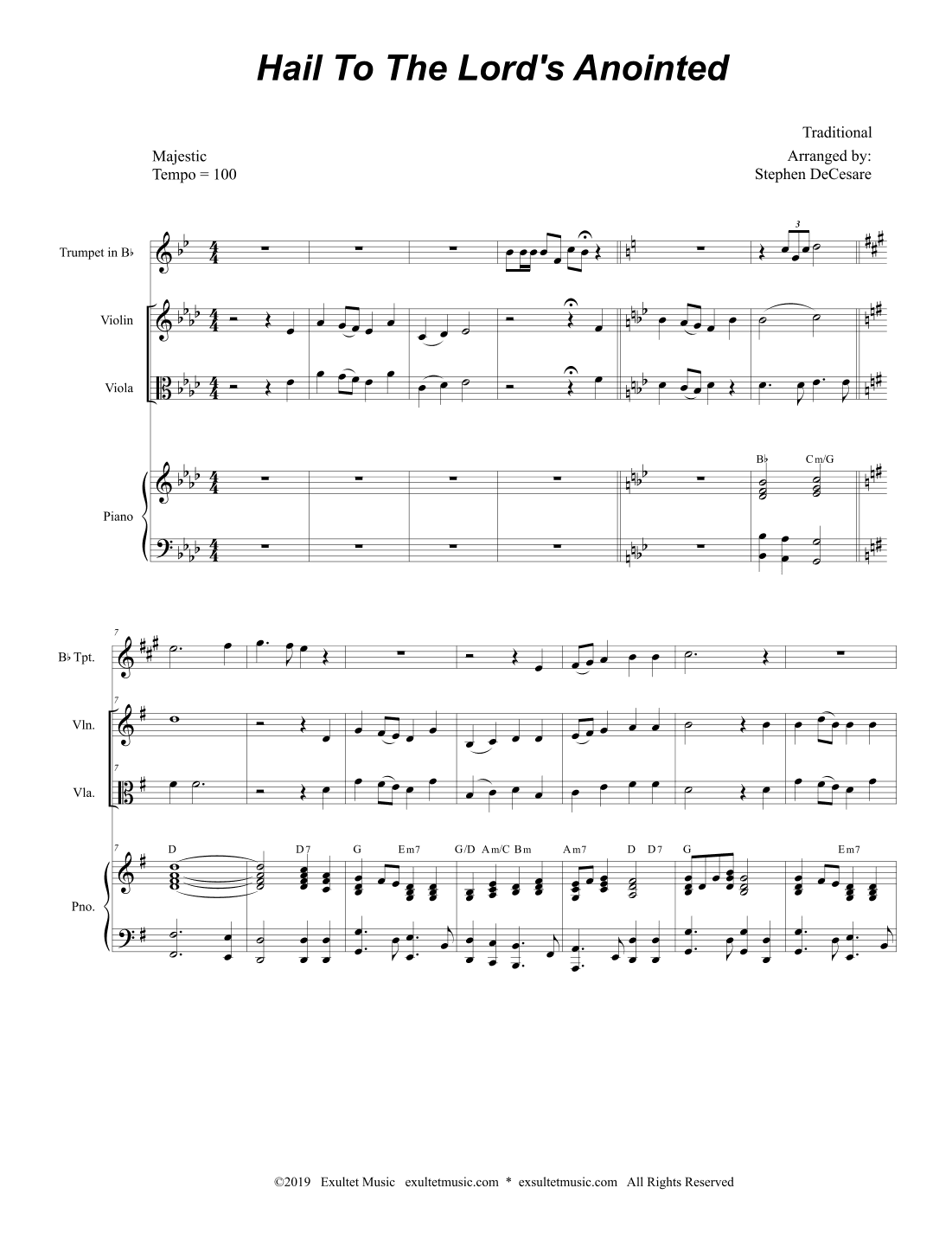 Hail To The Lord's Anointed (Duet for Violin and Viola) (arr. Stephen DeCesare)