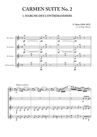 Smugglers March & Habanera from "Carmen Suite No. 2" for Clarinet Quartet (arr. Diego Marani)