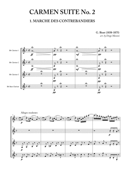 Smugglers March & Habanera from "Carmen Suite No. 2" for Clarinet Quartet (arr. Diego Marani)