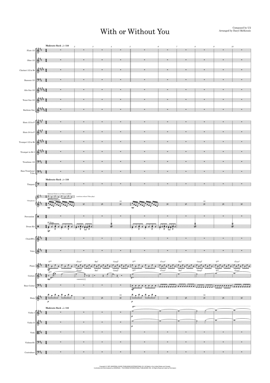 With Or Without You (arr. Daryl McKenzie)