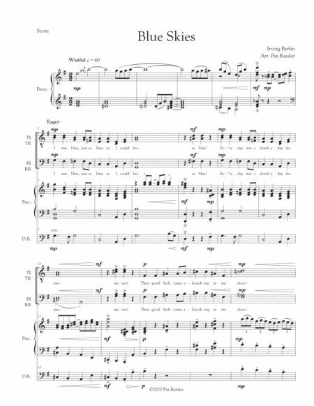 Blue Skies (arr. Pax Ressler)