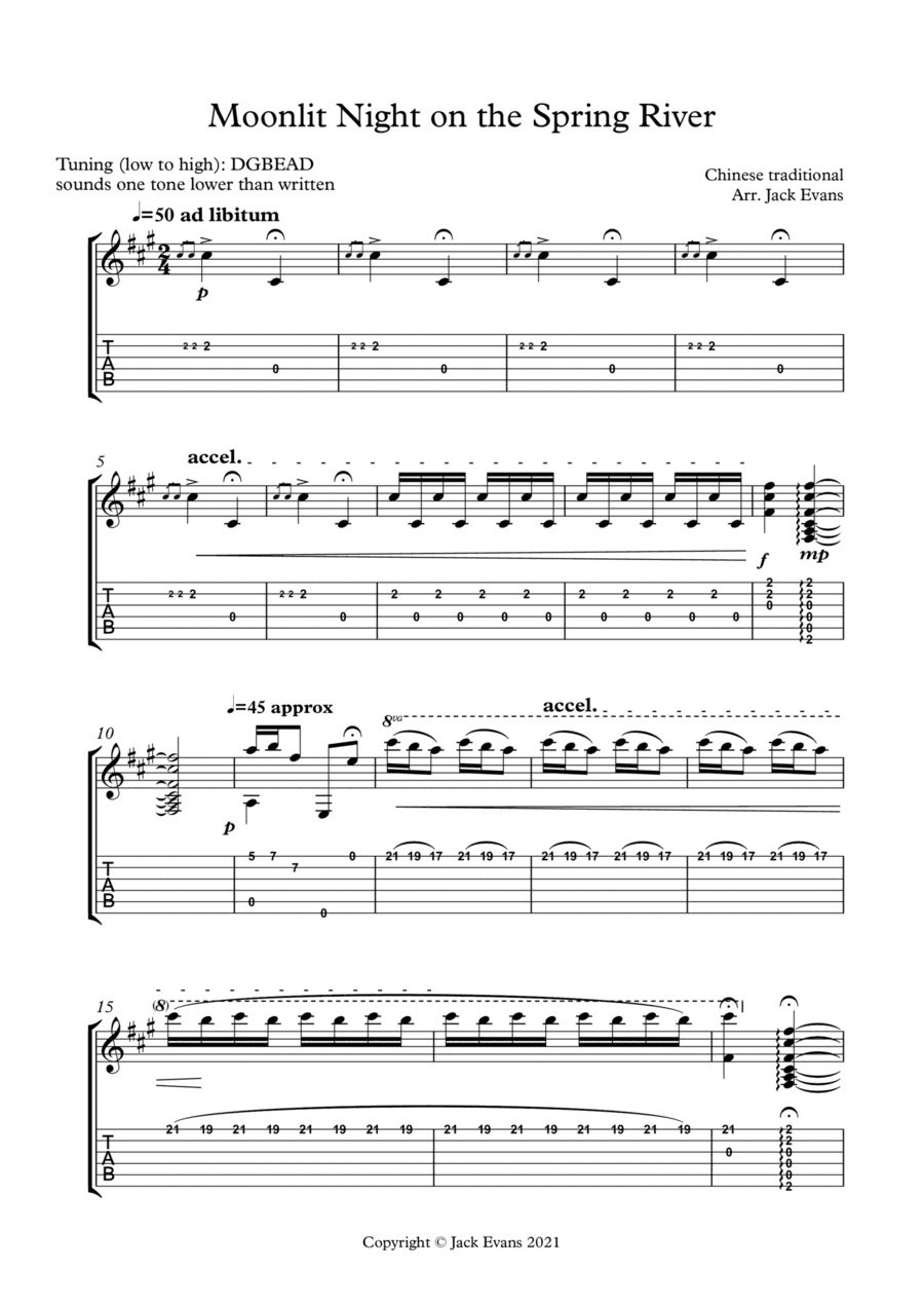 Moonlit Night on the Spring River - solo guitar (arr. Jack Evans)