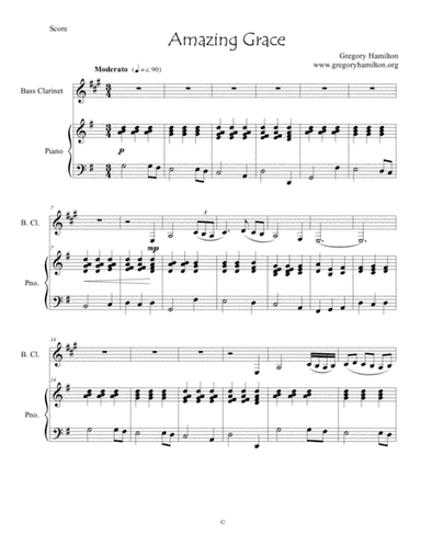 Amazing Grace for Bass Clarinet and Piano