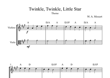 Twinkle, Twinkle, Little Star | For Violin & Viola (With Chords) (arr. Karen Gueiros)