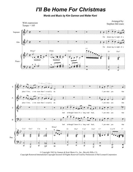I'll Be Home For Christmas (arr. Stephen DeCesare)