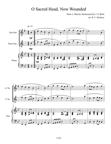 O Sacred Head, Now Wounded (Alto and Tenor Sax Duet with Piano Accompaniment) (arr. arr. B. C. Dockery)