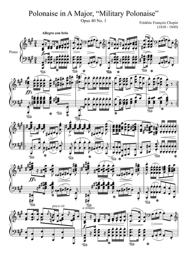 Polonaise Opus 40, No. 1 in A Major (arr. Zachary Corbett)