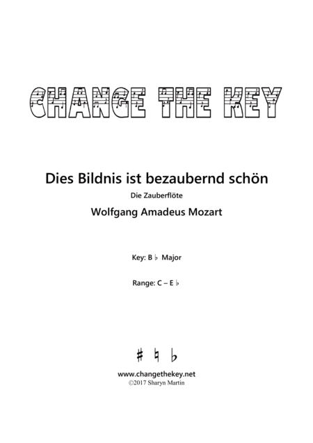 Dies Bildnis ist bezaubernd schon - Bb Major (arr. Change the Key)