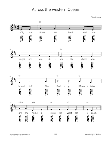Across the western Ocean (arr. songbooks.info)
