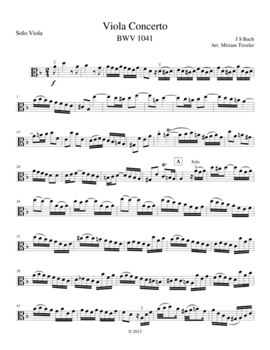 Viola Concerto in D Minor, Set of Parts (arr. Miriam Troxler)