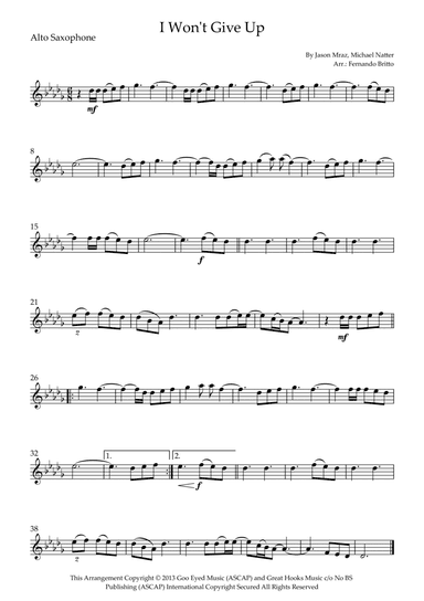 I Won't Give Up (arr. Fernando Britto)