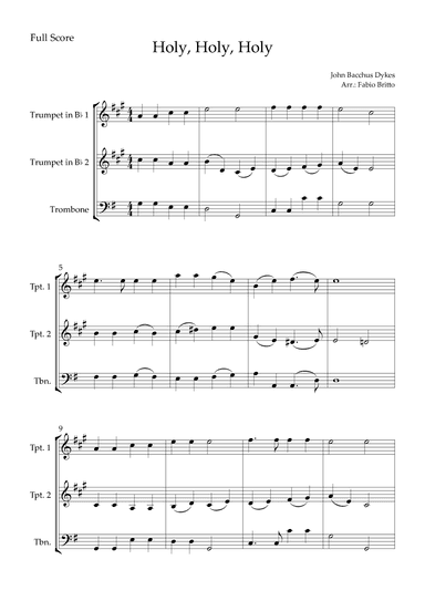 Holy, Holy, Holy (Traditional Christian Song) for Brass Trio (arr. Fabio Britto)
