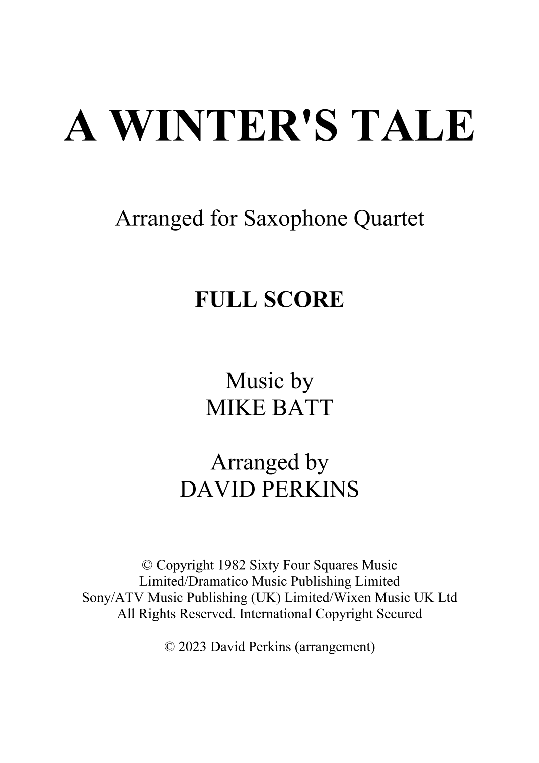 A Winter's Tale (arr. David Perkins)
