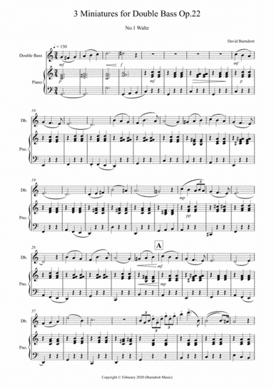 3 Miniatures for Double Bass and Piano Op.22