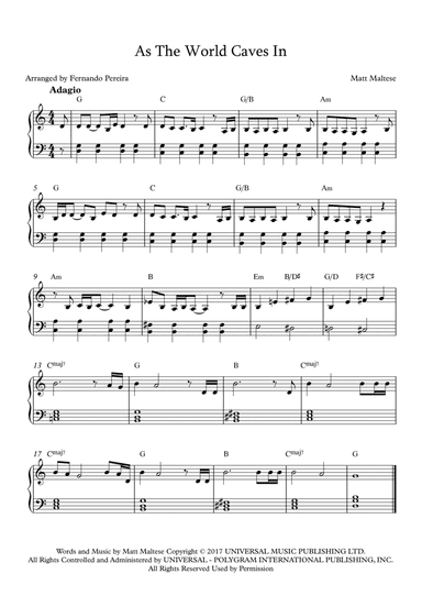 As The World Caves In (arr. Fernando Pereira)