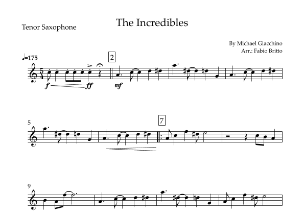 The Incredibles (main Theme) (arr. Fabio Britto)