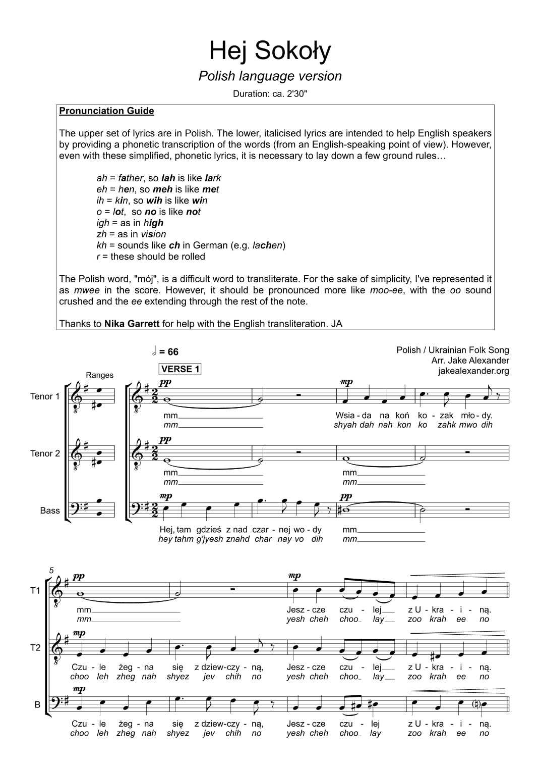 Hej Sokoly - TTB a cappella (arr. Jake Alexander)