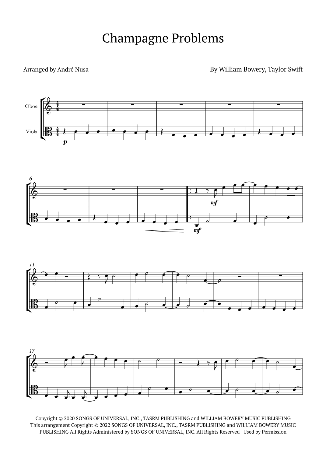 Champagne Problems (arr. André Nusa)