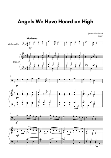 Angels we have heard on high (for Cello and Piano) (arr. Cadenza Editions)