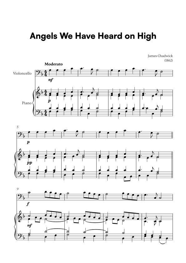 Angels we have heard on high (for Cello and Piano) (arr. Cadenza Editions)