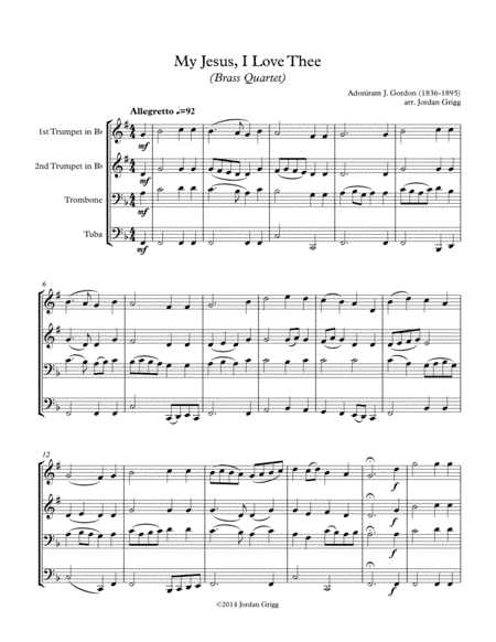 My Jesus, I Love Thee (Brass Quartet) (arr. Jordan Grigg)