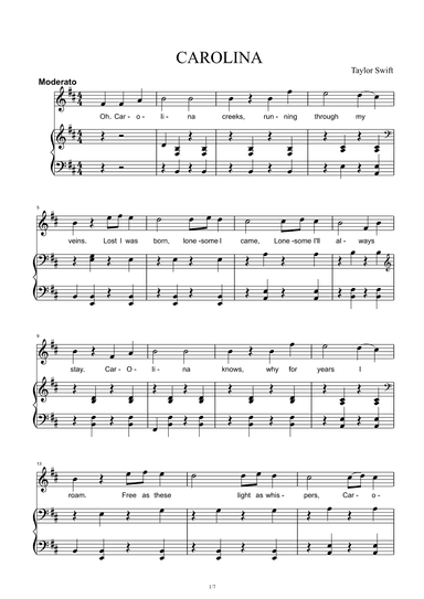 Carolina (arr. Taylor Swift)
