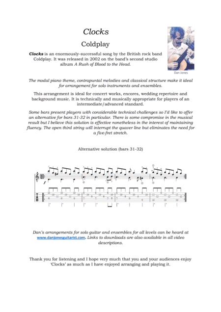 Clocks (arr. Dan Jones (www.danjonesguitarist.com))