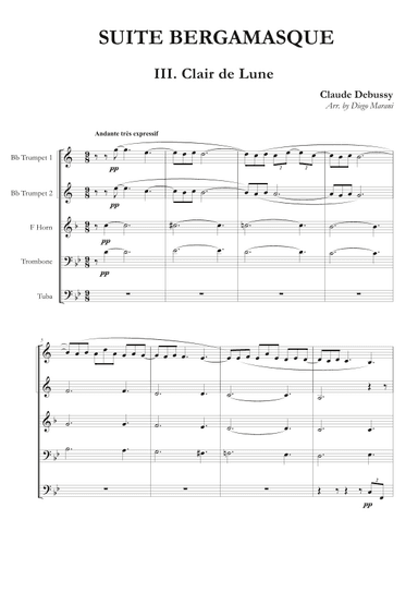 Clair de Lune from "Suite Bergamasque" for Brass Quintet (arr. Diego Marani)