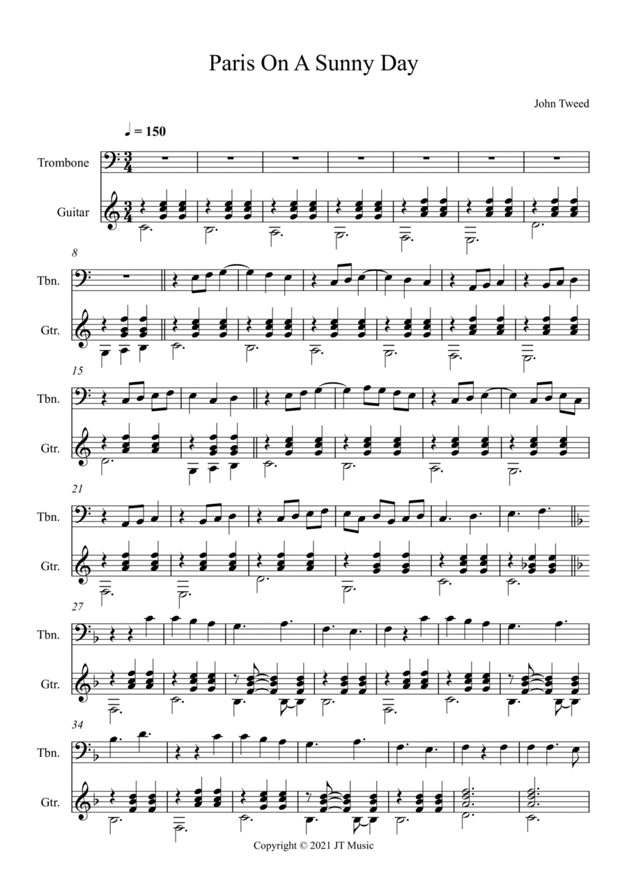 Paris On A Summer Day for Trombone and Guitar