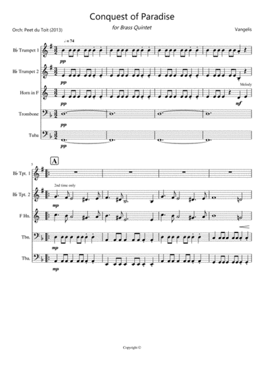 Conquest Of Paradise  from the Paramount Picture 1492 (arr. Peet du Toit)