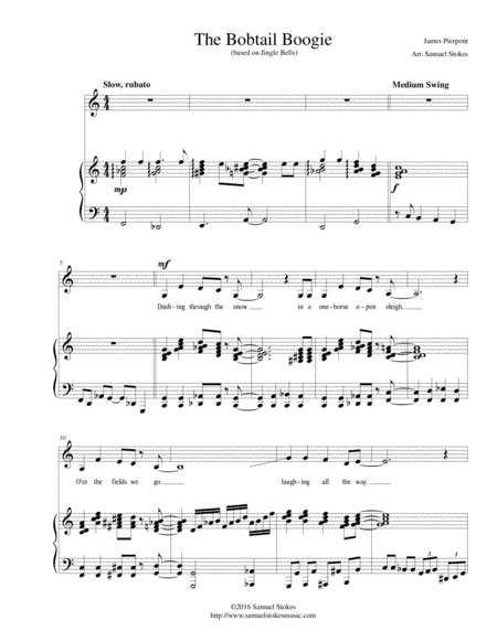 The Bobtail Boogie (a lively boogie version of Jingle Bells) - for unison choir with piano (arr. Samuel Stokes)