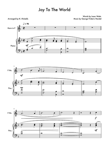 Joy To The World - French Horn (arr. Kacie J. Rickells)