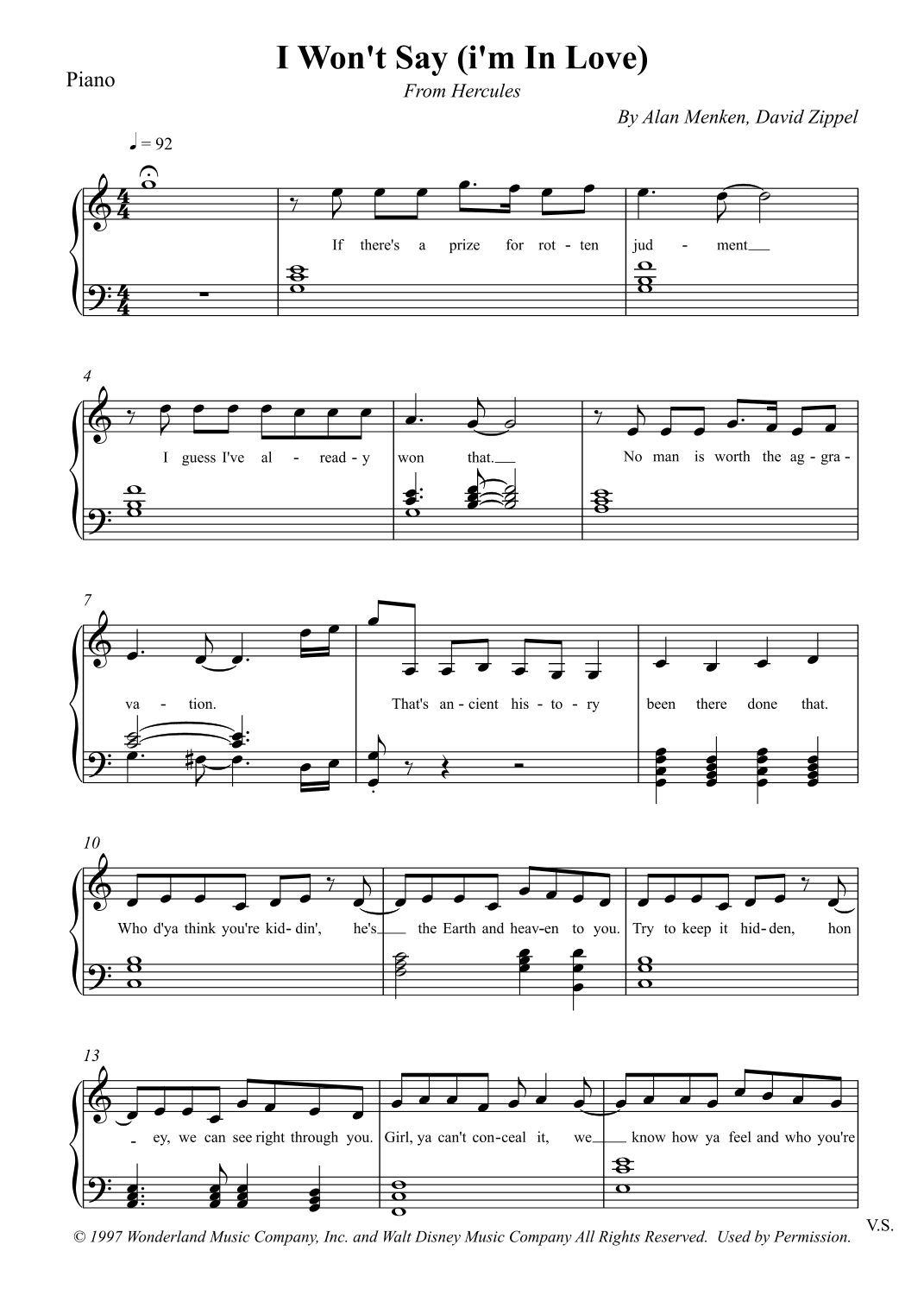 I Won't Say (i'm In Love) (arr. Wesley S. SIlva)